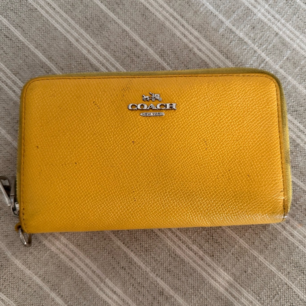 Coach Mustard Yellow Zip-Around Wallet
